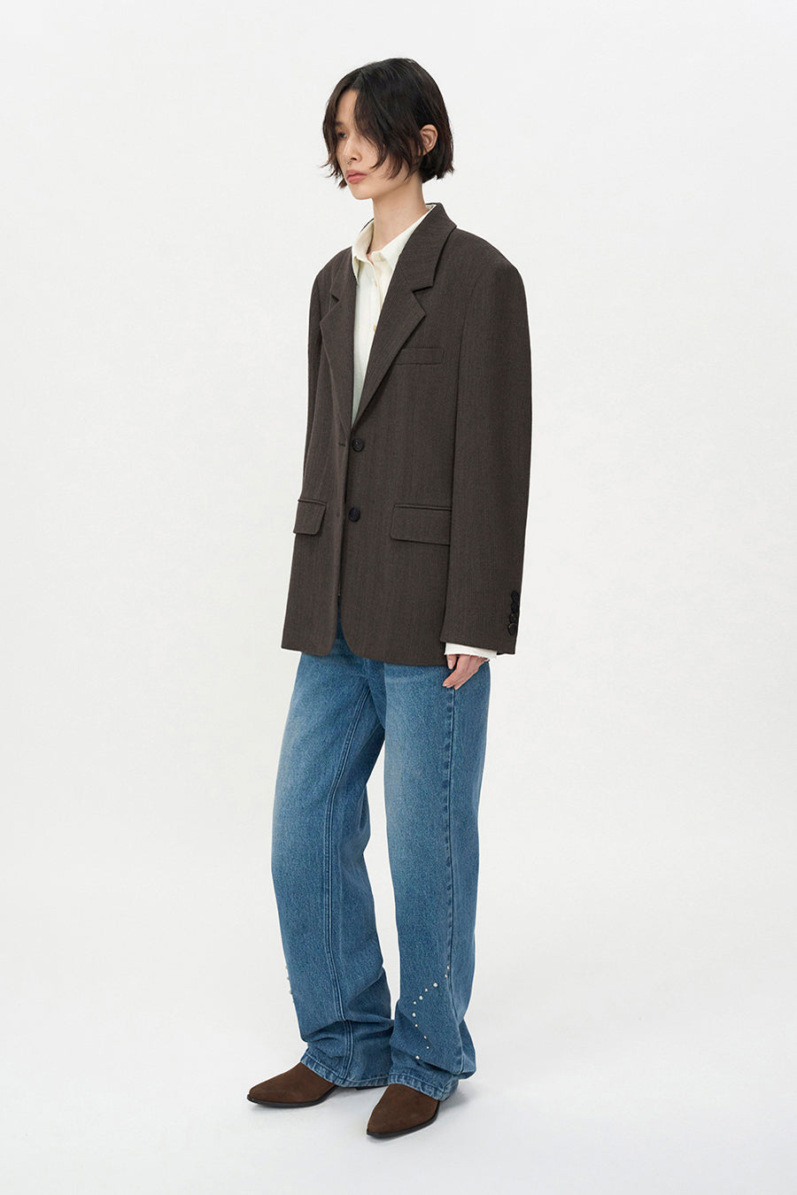 Oversized Wool Blazer BROWN