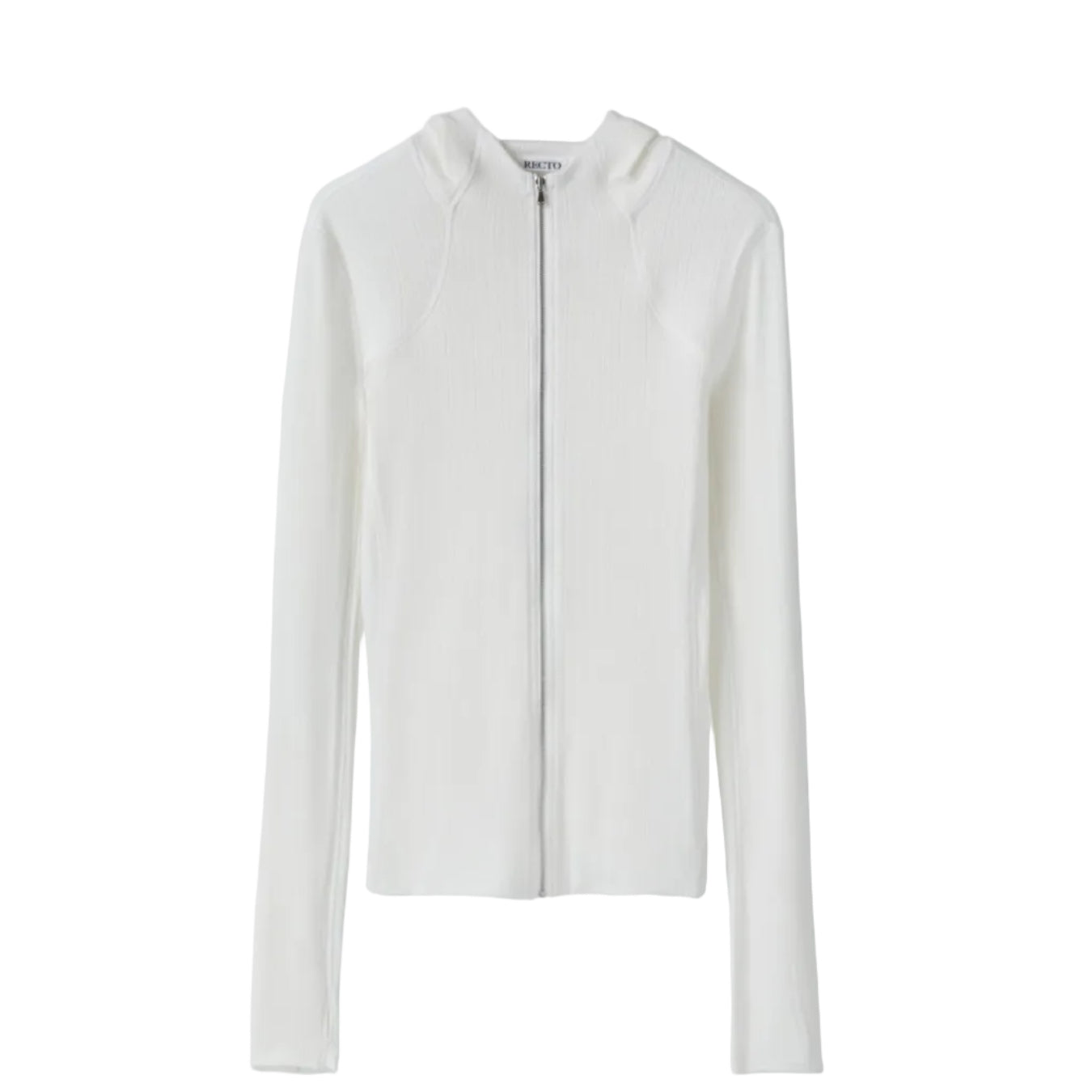 SHEER JERSEY FITTED ZIP HOODIE (IVORY)