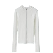 SHEER JERSEY FITTED ZIP HOODIE (IVORY)