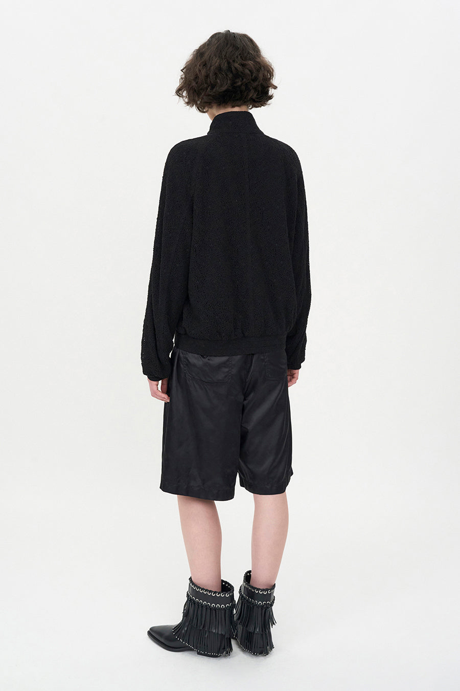 Satin Bermuda Pants BLACK