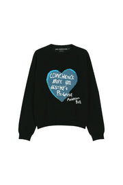 GIRL'S HEART MESSAGE CREW-NECK SWEATER atb1464w(BLACK)