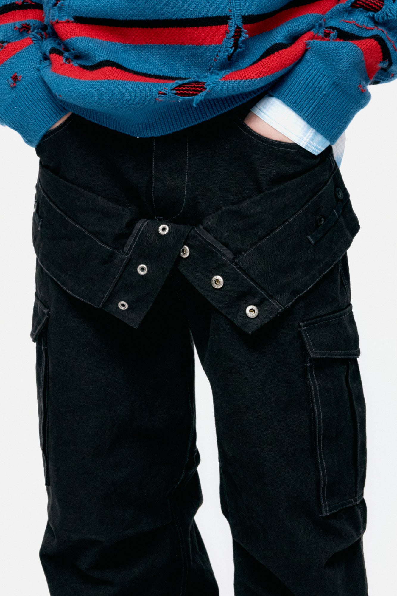 [Restock] UNISEX DOUBLE WAIST WORK WIDE-LEG JEANS apa834u(BLACK)