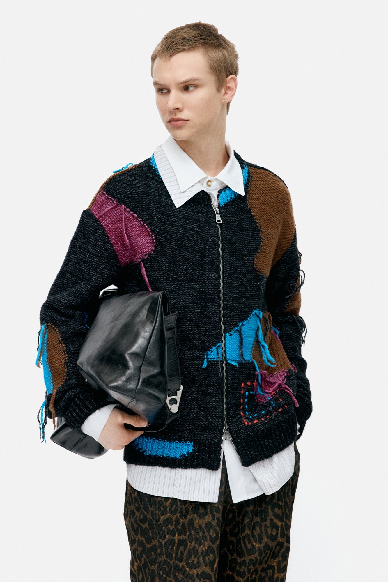 UNISEX INTARISA ZIP-UP CREWNECK SWEATER atb1333u (BLACK)