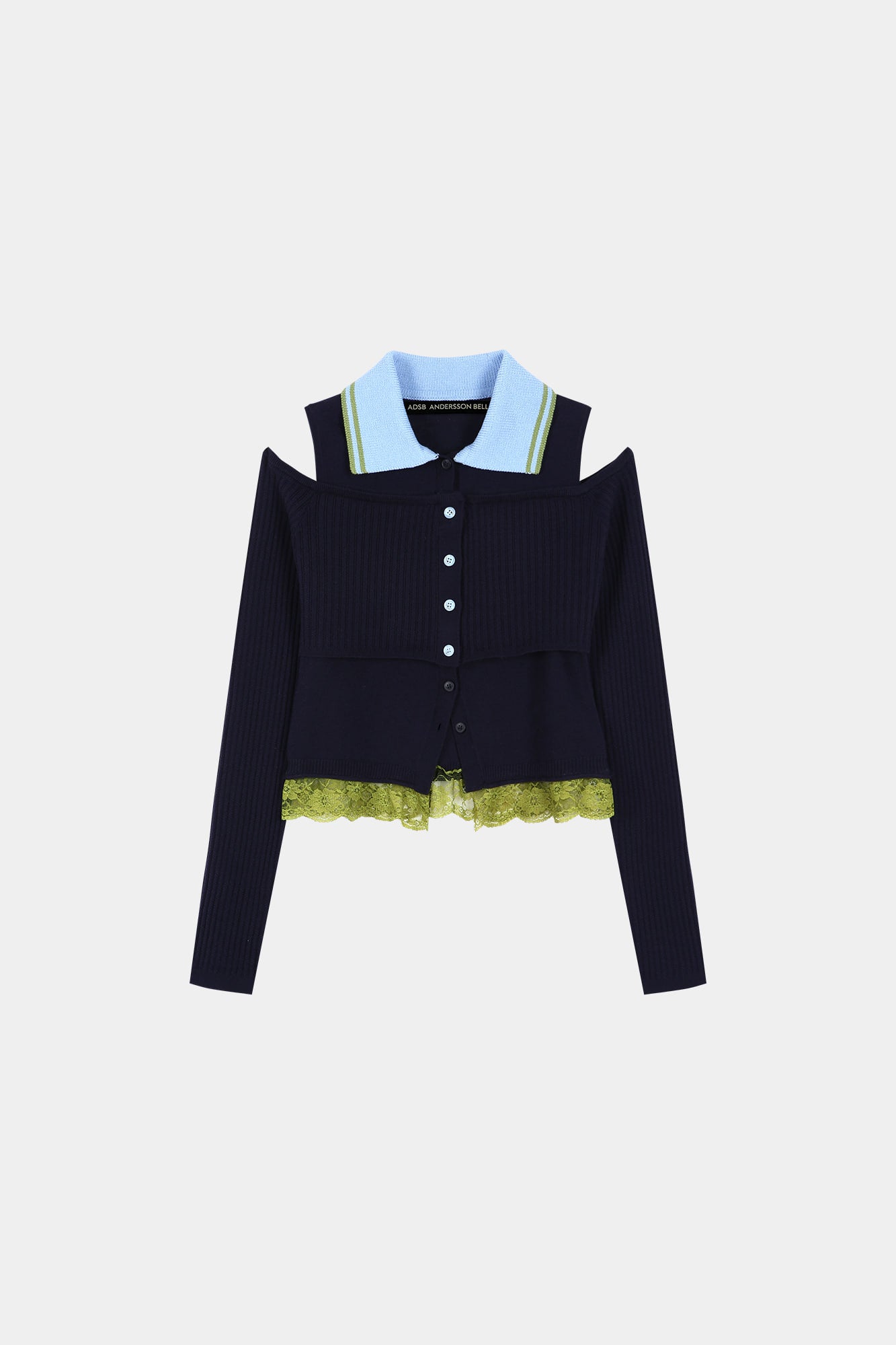 LAYERED OFF-SHOULDER COLLAR TOP atb1481w (NAVY/BLUE)