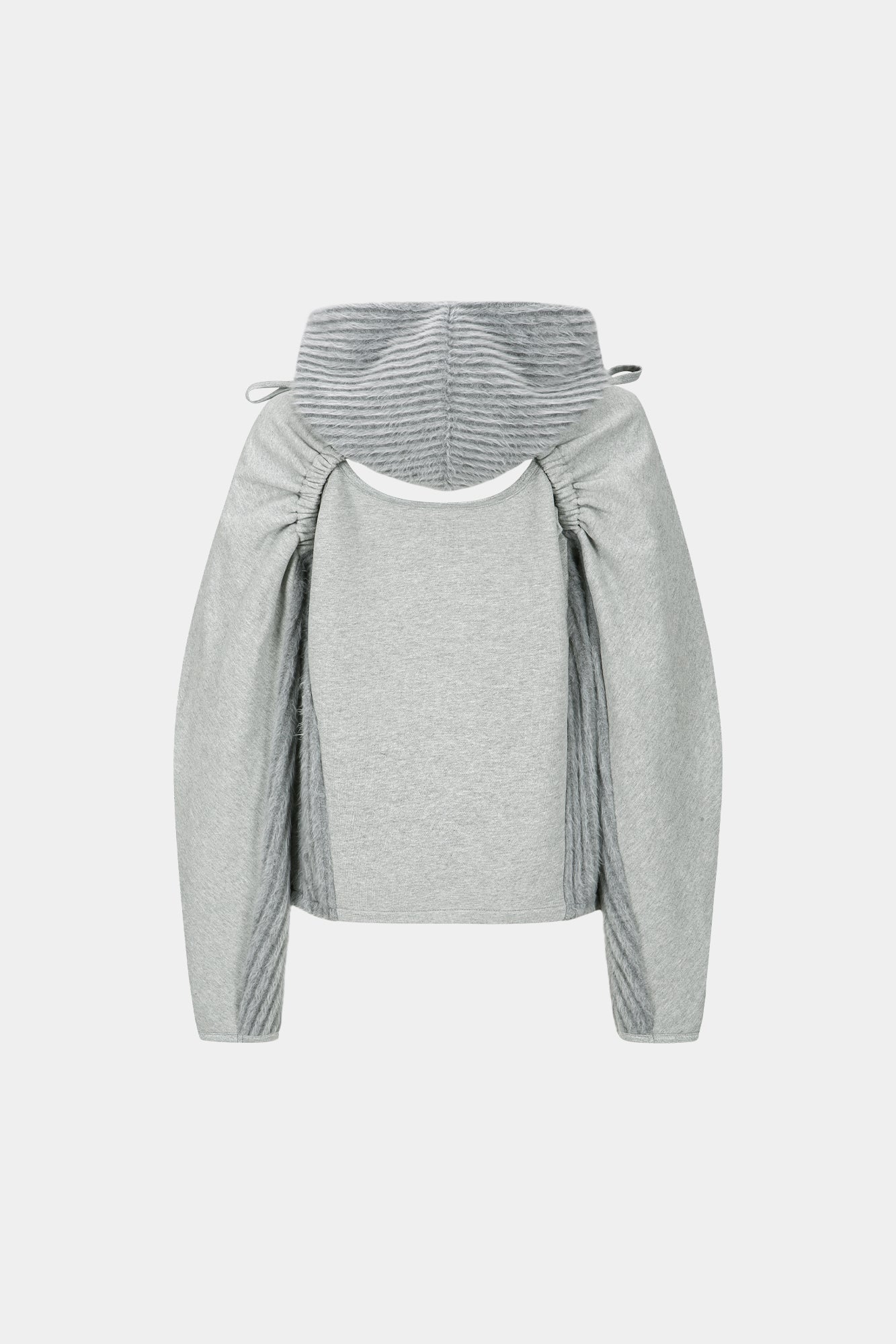 (ESSENTIAL) CUT OUT SHIRRING HOODIE atb1193w (MELANGE GREY)