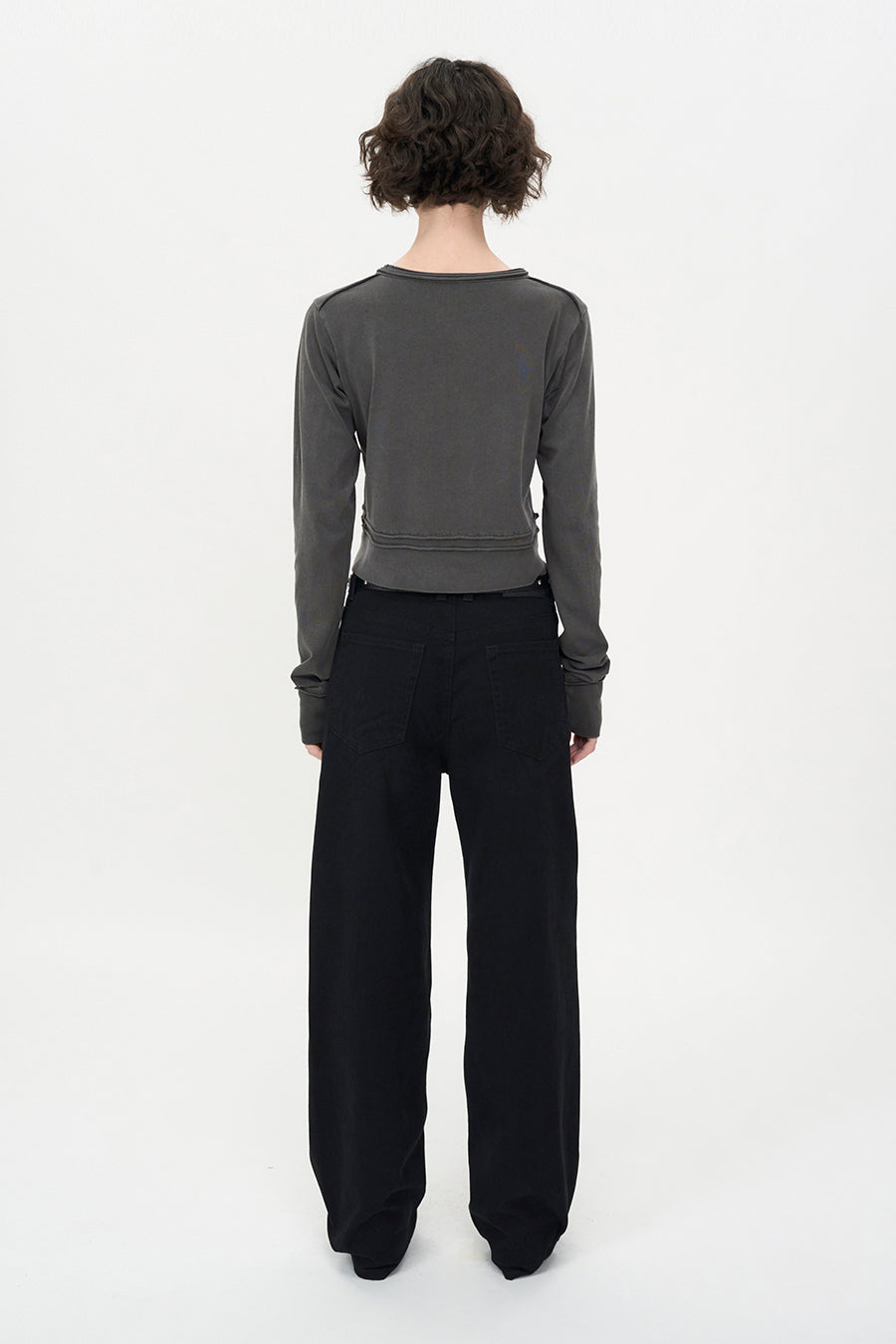 Slim Cutoff Cardigan CHARCOAL