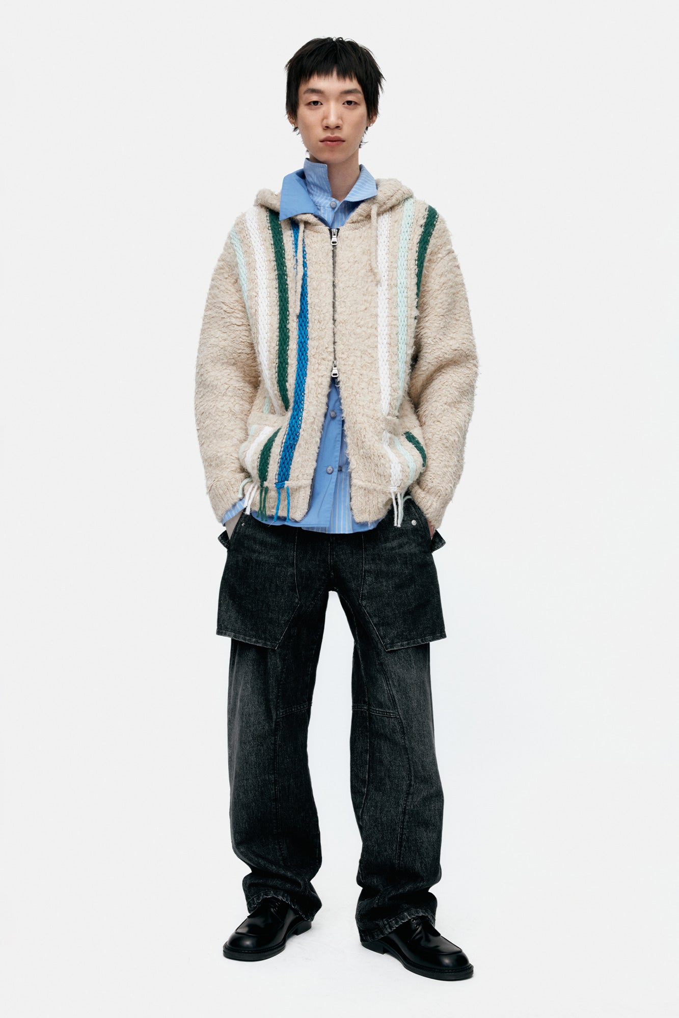 UNISEX RAPTOR LAYERED WIDE-LEG JEANS apa838u (WASHED BLACK)