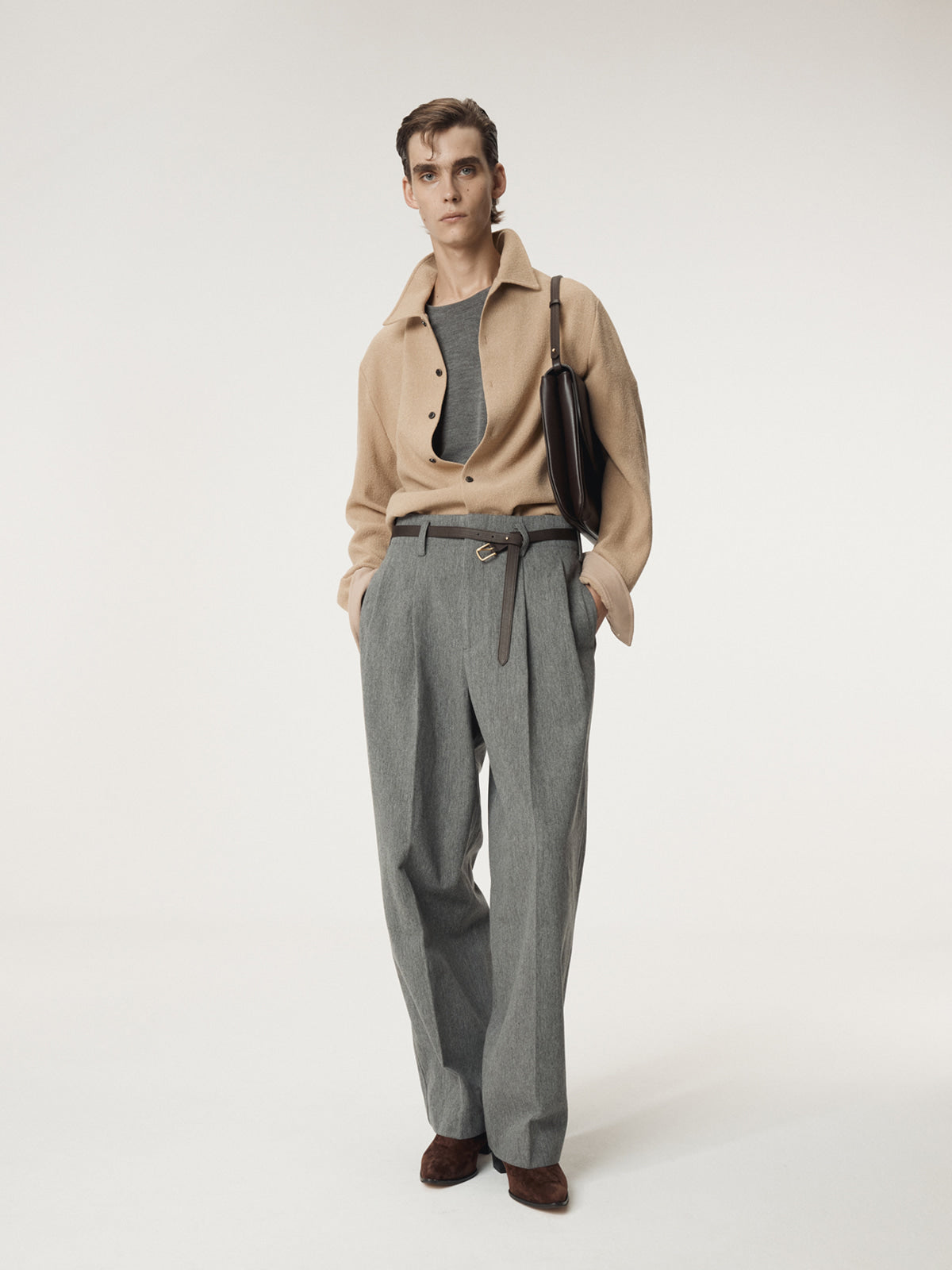 WOOL TWEED SOFT SHIRT (BEIGE)