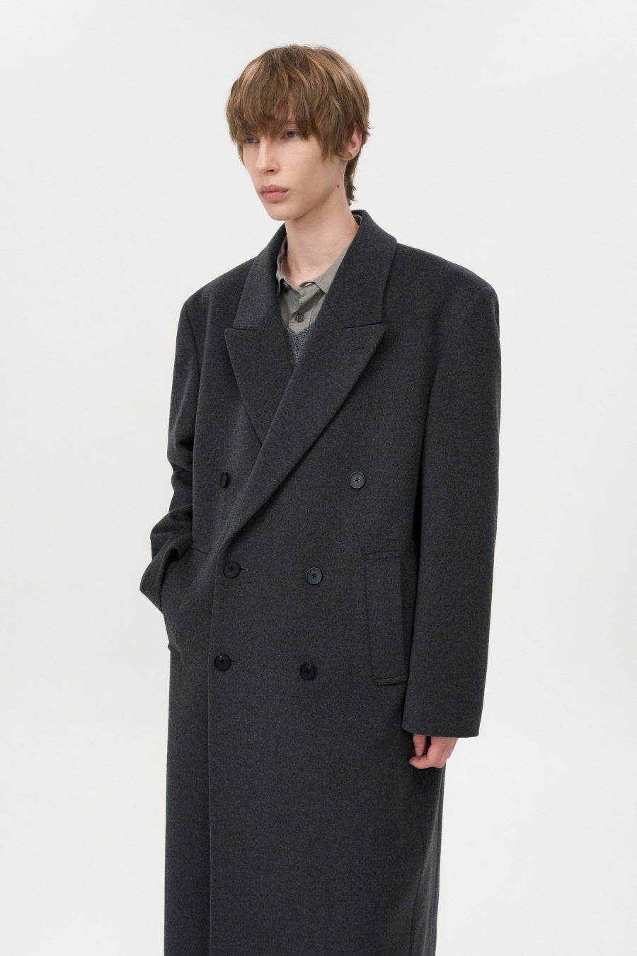 Maphel Cashmere Picked Double Coat MELANGE GREY