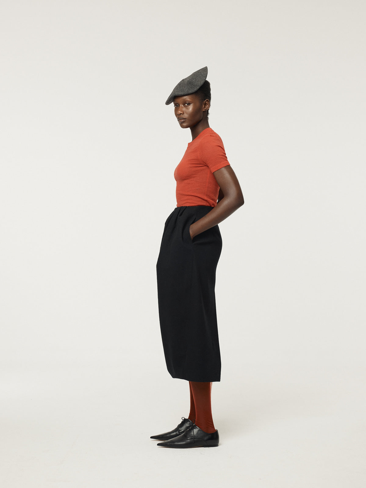WAIST VOLUME TULIP SKIRT (BLACK)