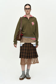 DOUBLE COLLAR ARGYLE LOGO SWEATER atb1475w (KHAKI/PINK)