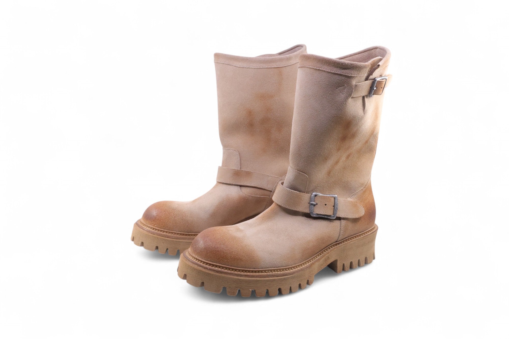 6.5cm Feather Commandosole Suede Engineer Boots Sand