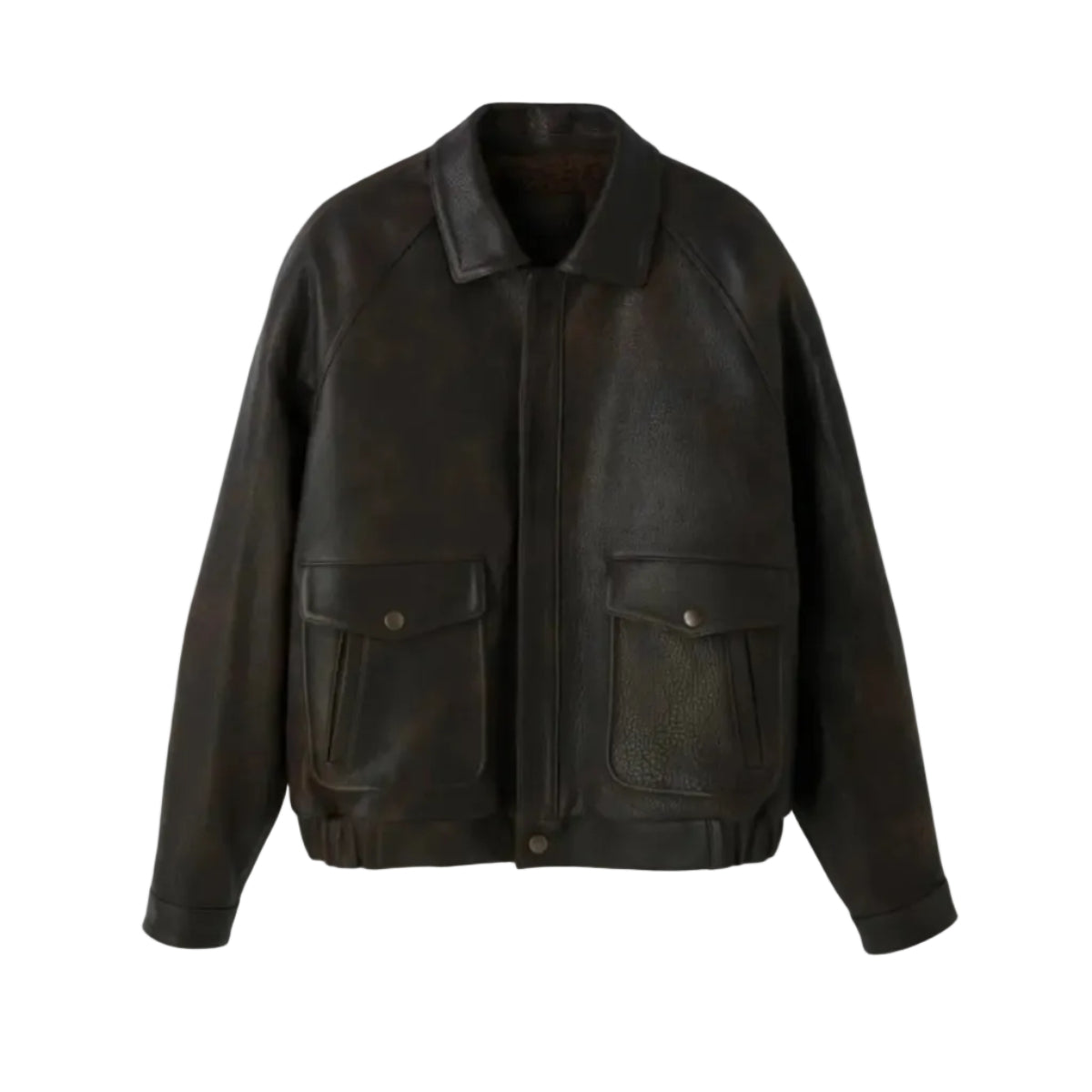 MENS OVERSIZED SHEARING LEATHER JUMPER (VINTAGE BROWN)