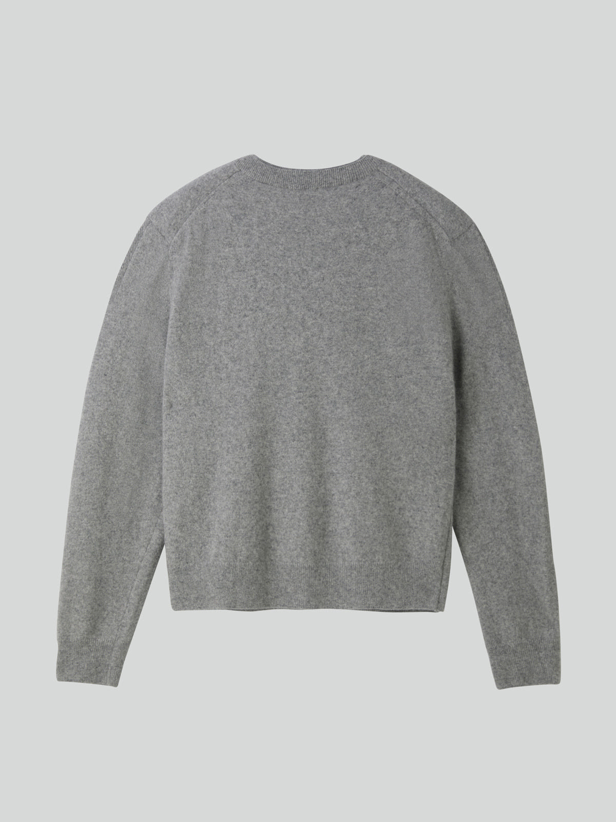 CREW NECK LAYERED CARDIGAN KNIT TOP (MELANGE GREY)