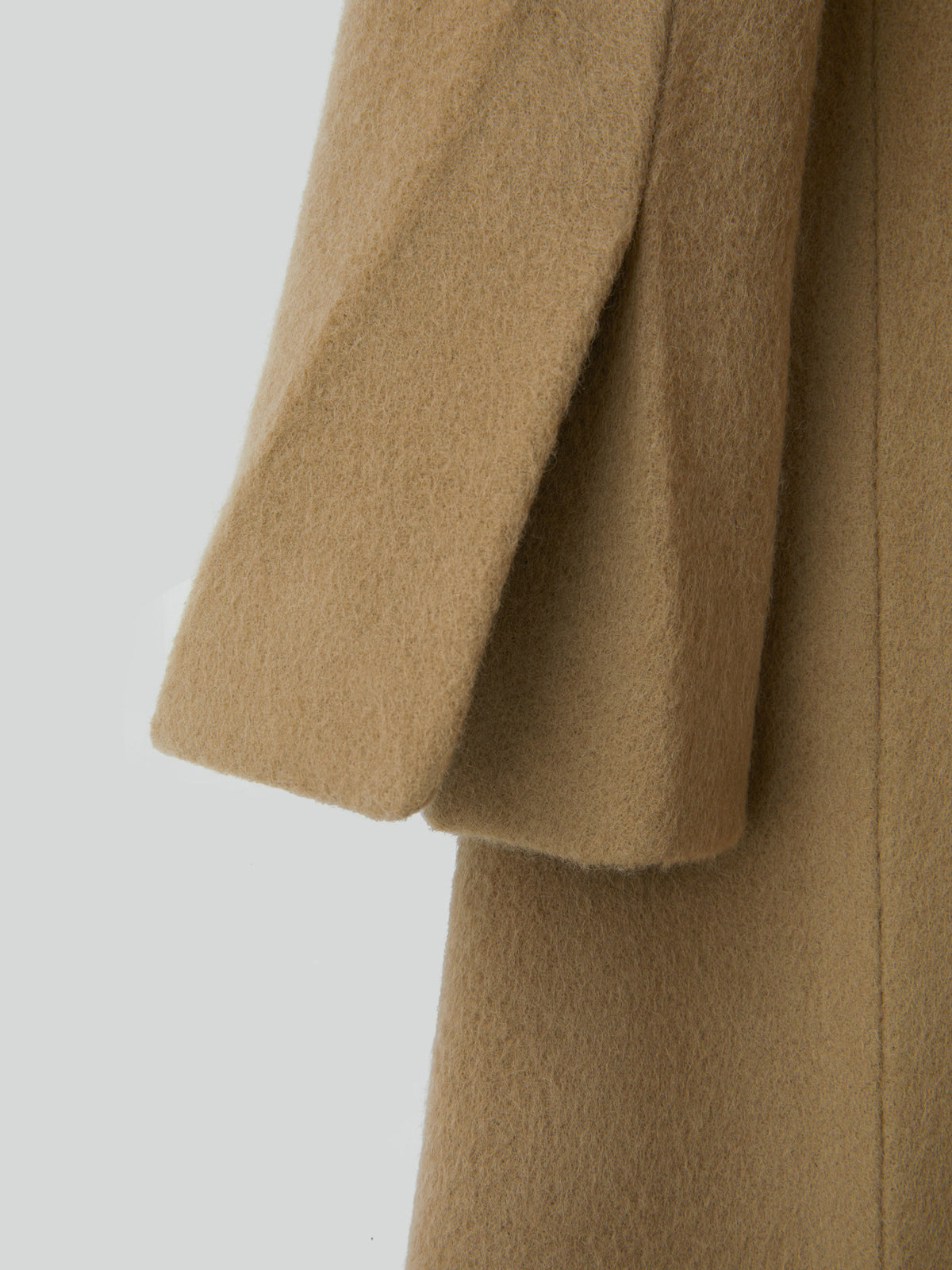 HAIRY WOOL SINGLE COAT (LIGHT KHAKI)