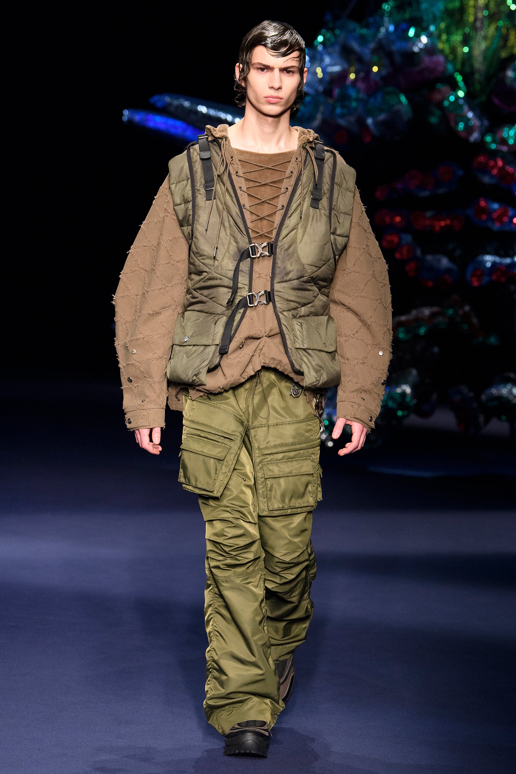 LACE-UP ANORAK HOODIE atb1141m(KHAKI)