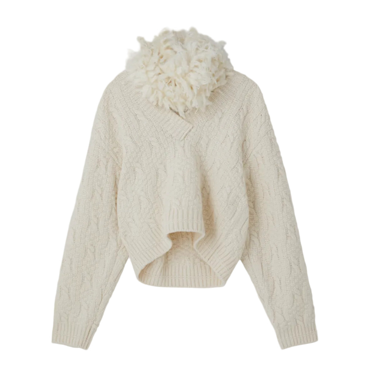 FRINGE MUFFLER KNIT TOP (CREAM)