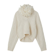FRINGE MUFFLER KNIT TOP (CREAM)