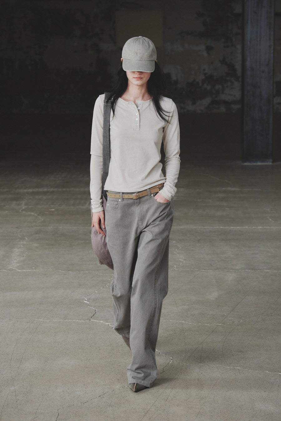 Skinny Studded Leather Belt BEIGE