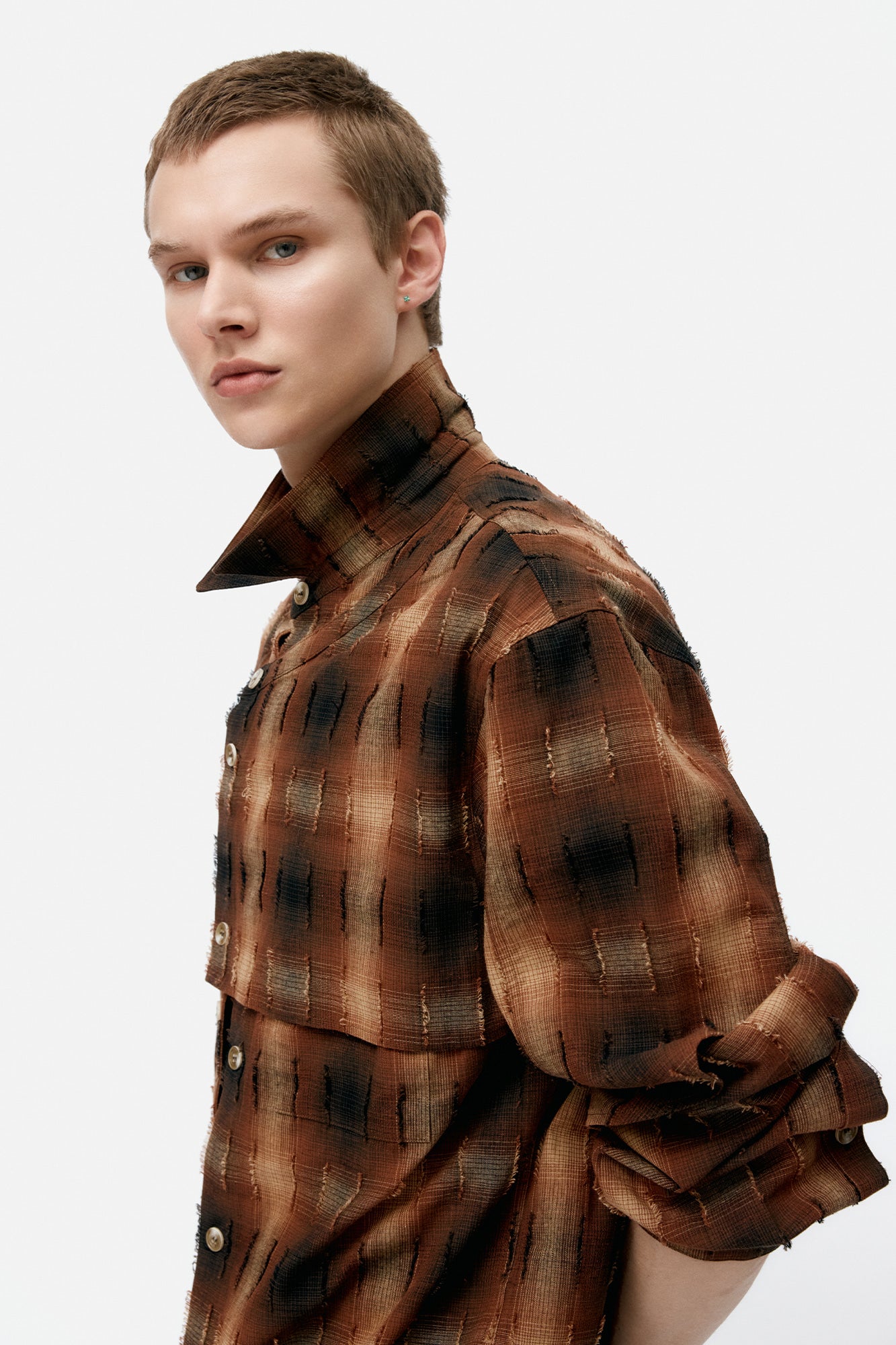 CHECK LAYERED SHIRTS atb1337m (BROWN)