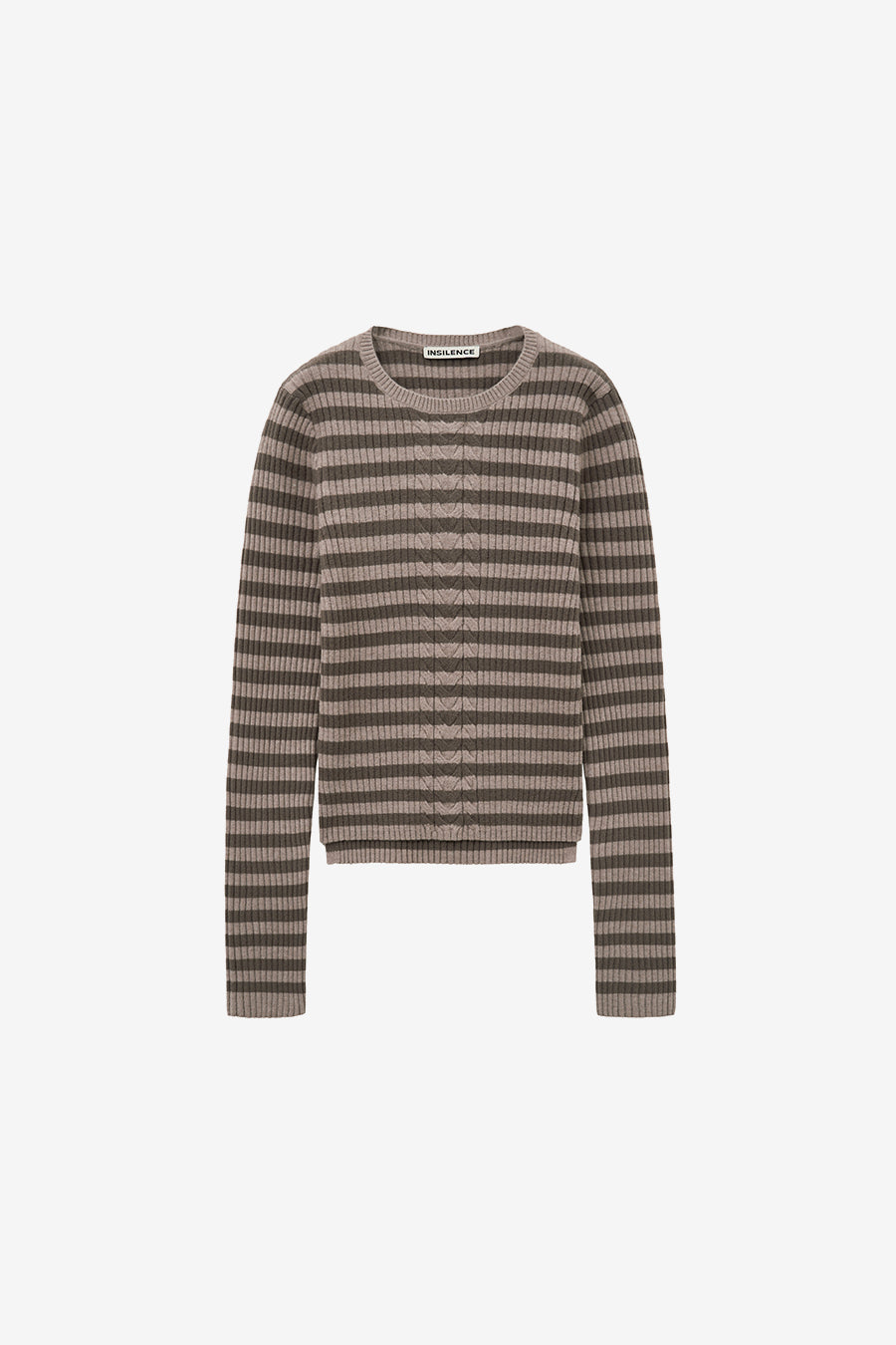 Stripe Cable Pullover PINK BEIGE