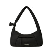 PADDED ZIP POCKET SHOULDER BAG-BLACK