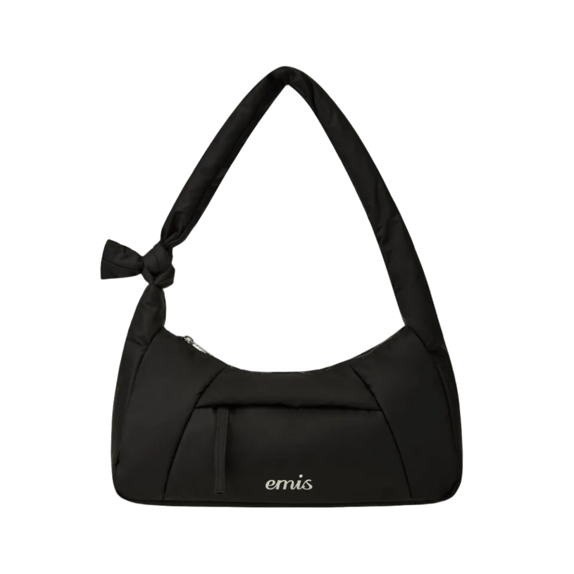 PADDED ZIP POCKET SHOULDER BAG-BLACK