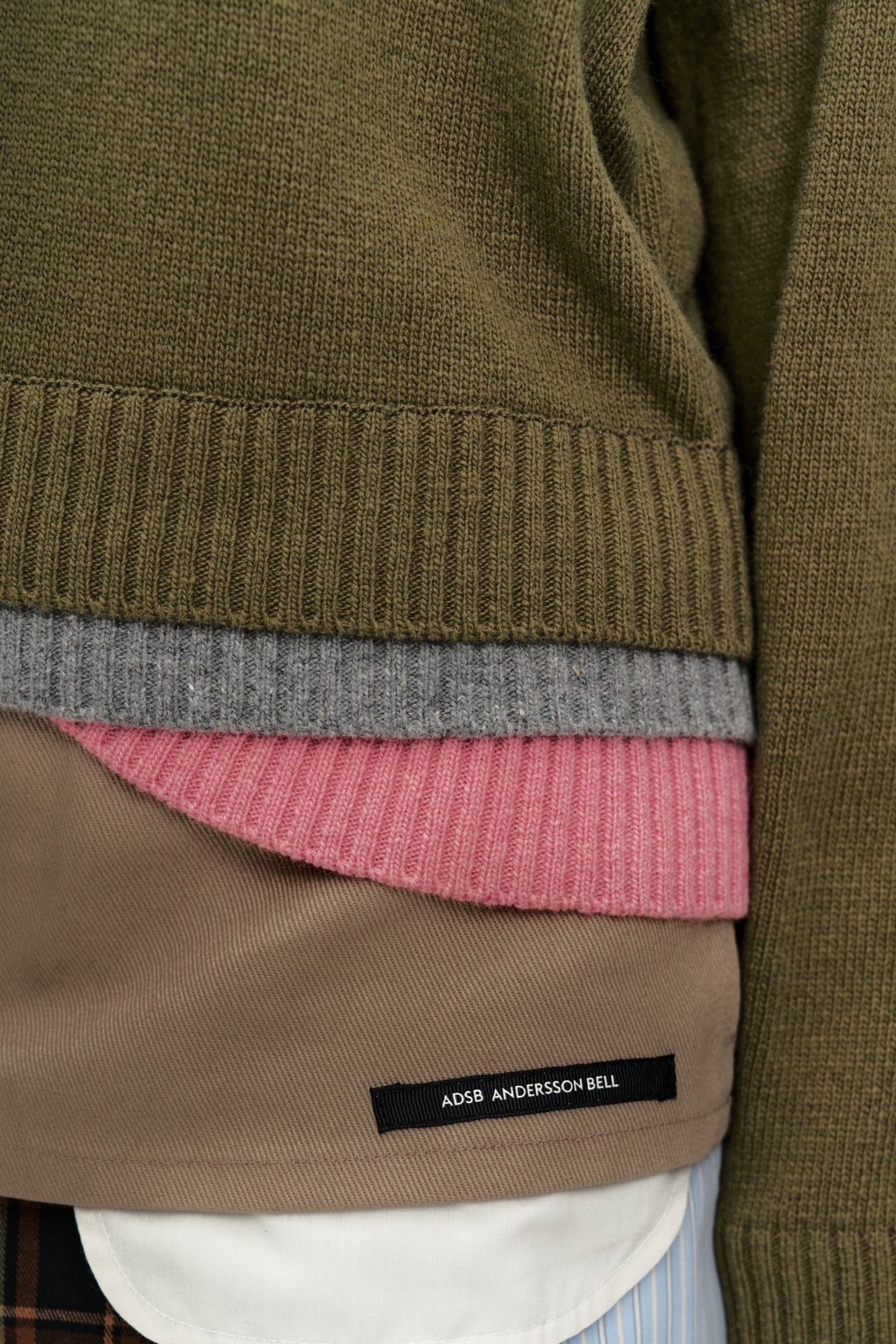 DOUBLE COLLAR ARGYLE LOGO SWEATER atb1475w (KHAKI/PINK)