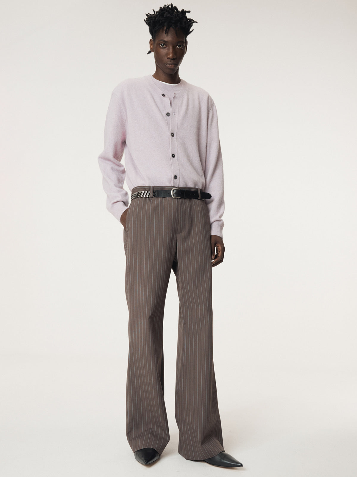 VINTAGE STRIPE FLARE PANTS (SEPIA GREY)