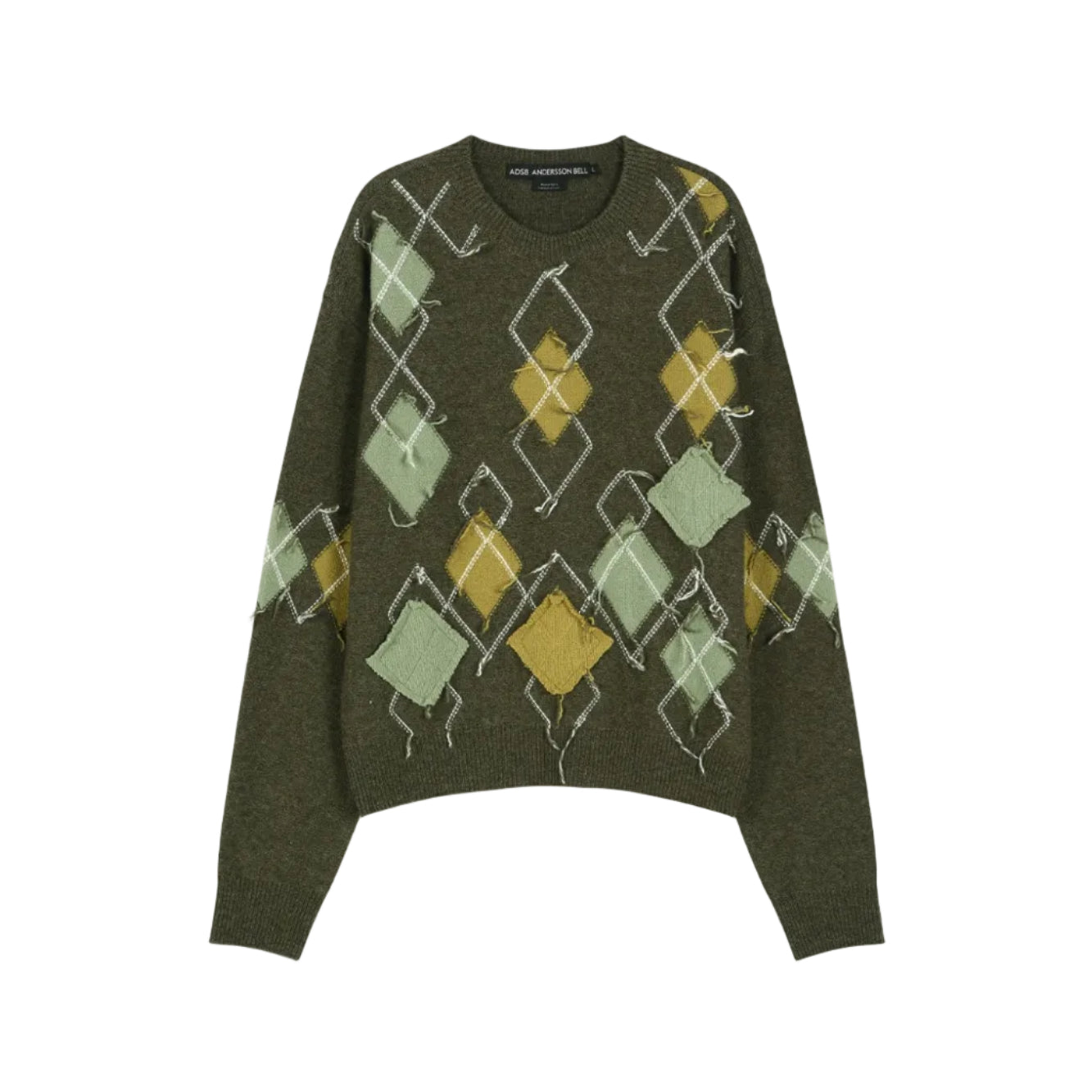 TOM ARGYLE CREW-NECK SWEATER atb1415m (KHAKI)