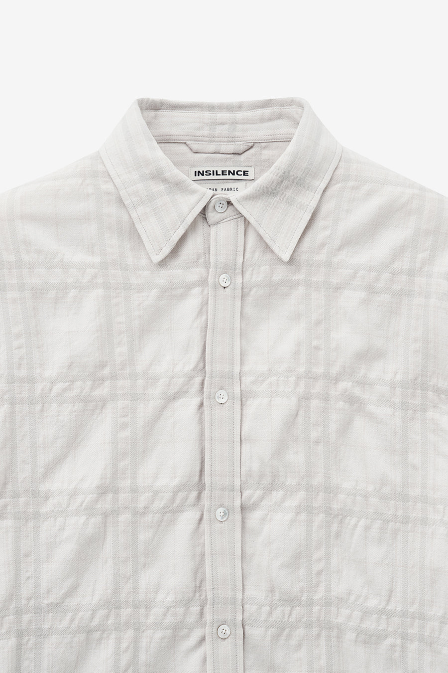 Wool Cotton Wrinkle Check Shirt CREAM
