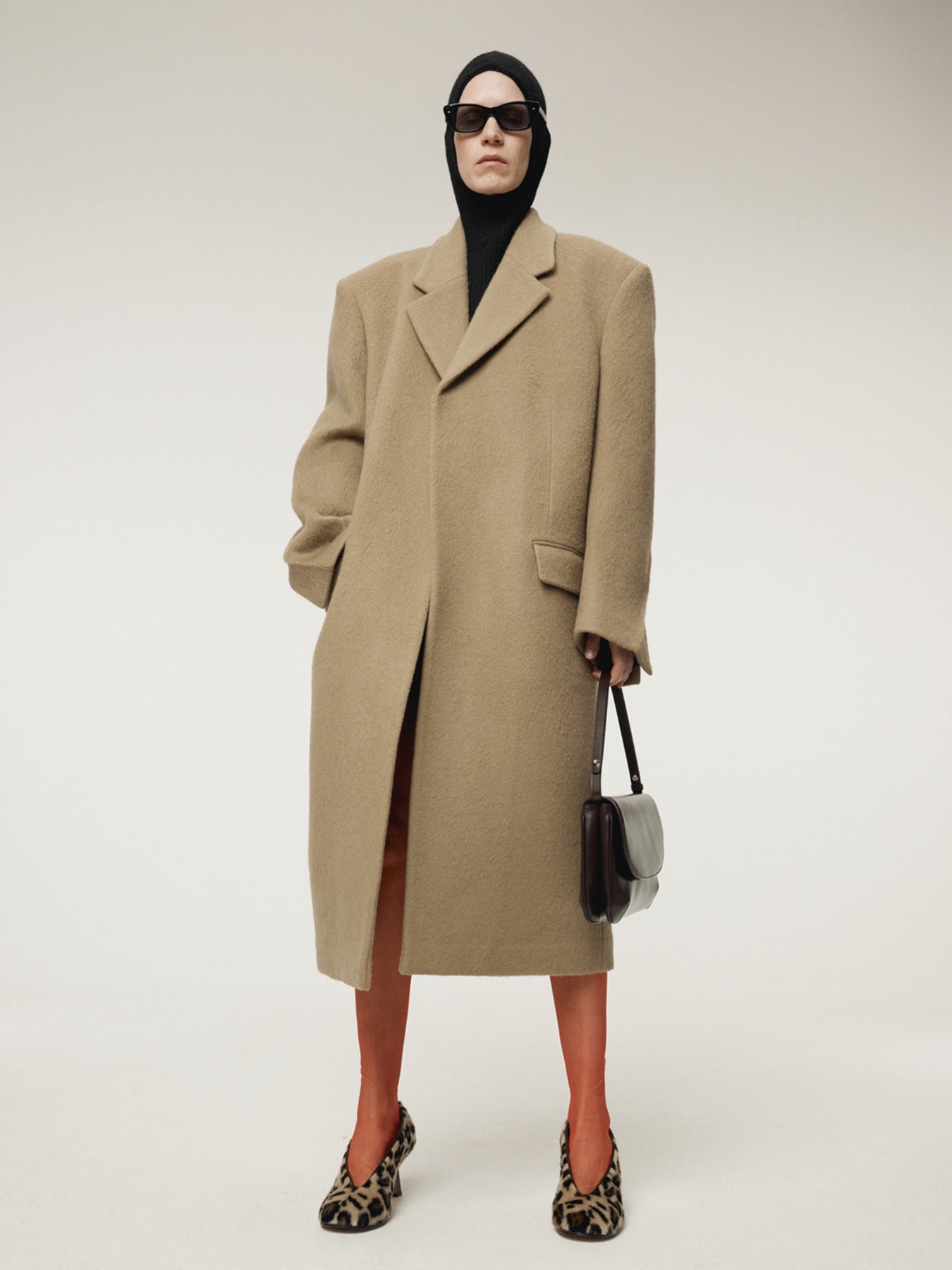 HAIRY WOOL SINGLE COAT (LIGHT KHAKI)