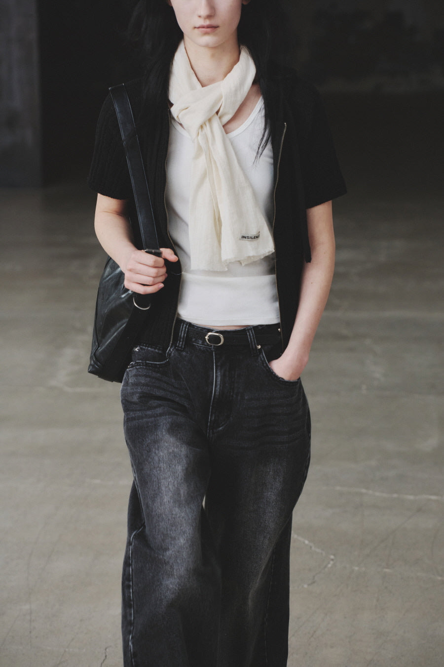 Natural Cut-Off Scarf IVORY