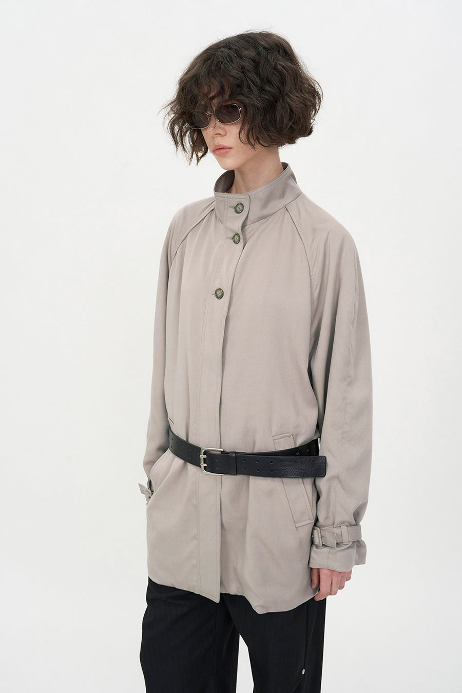 Double Pin Leather Belt BLACK