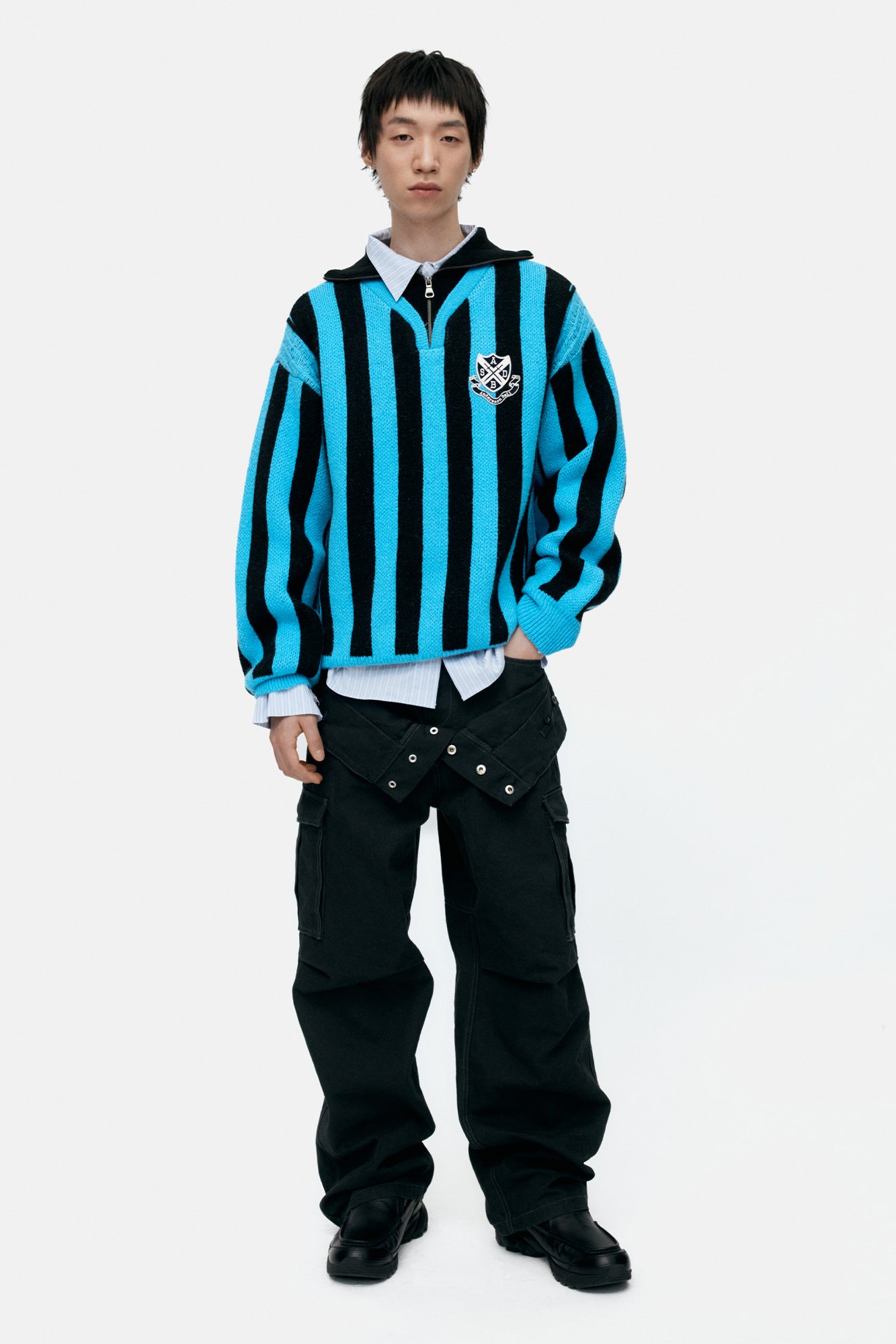 [Restock] UNISEX DOUBLE WAIST WORK WIDE-LEG JEANS apa834u(BLACK)