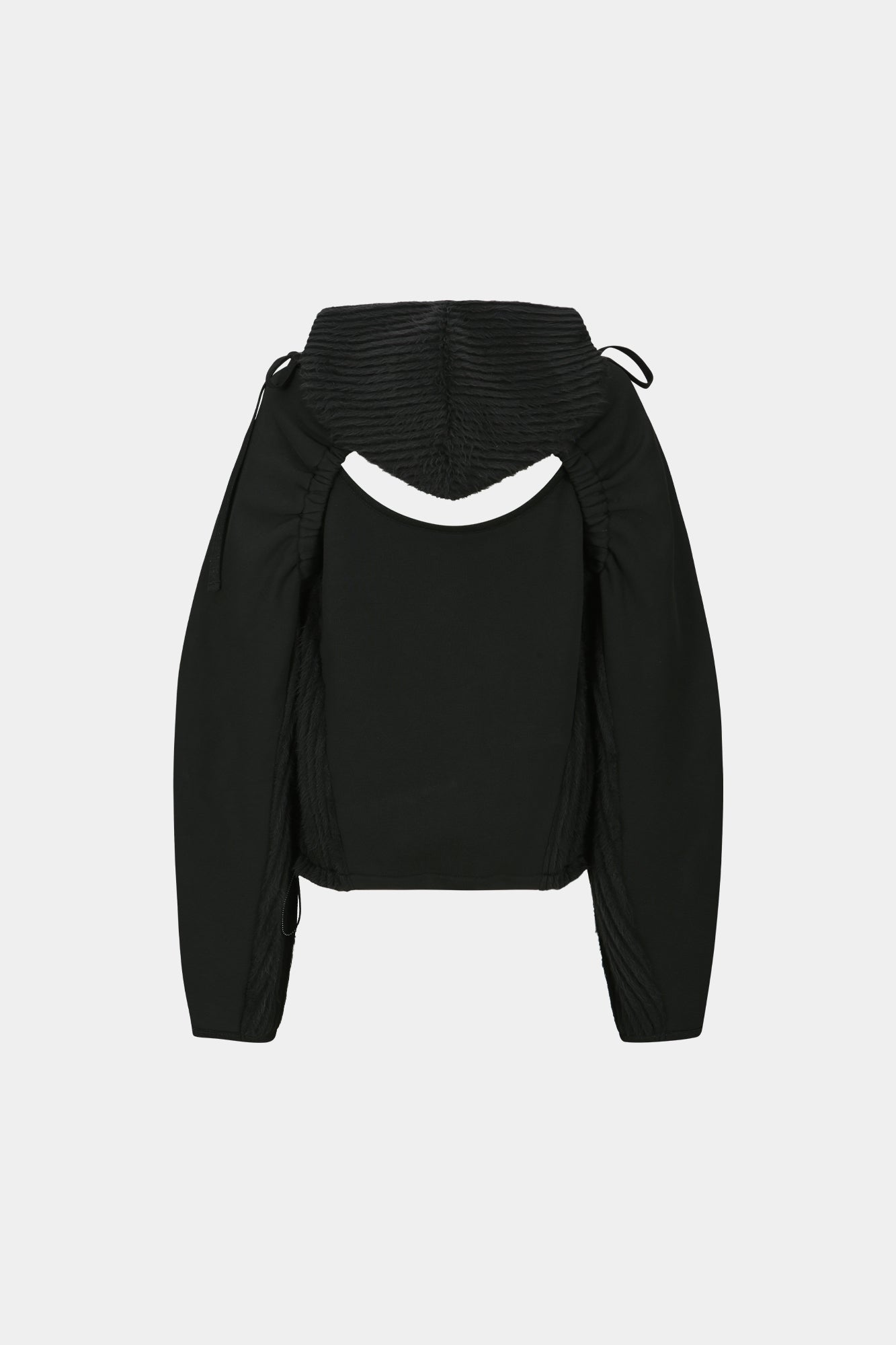 (ESSENTIAL) CUT OUT SHIRRING HOODIE atb1193w(BLACK)