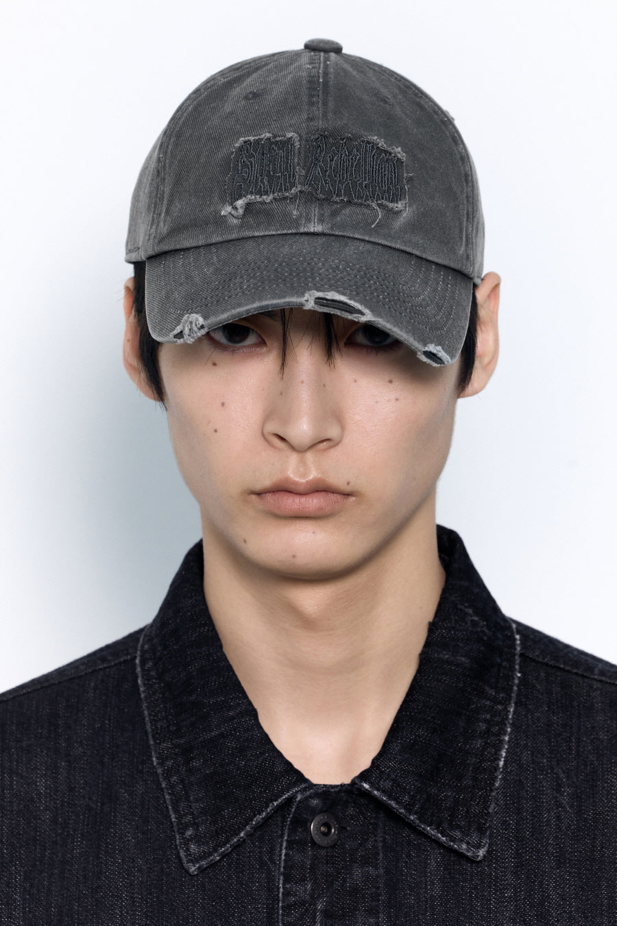 Washed Needlework Cap CHARCOAL