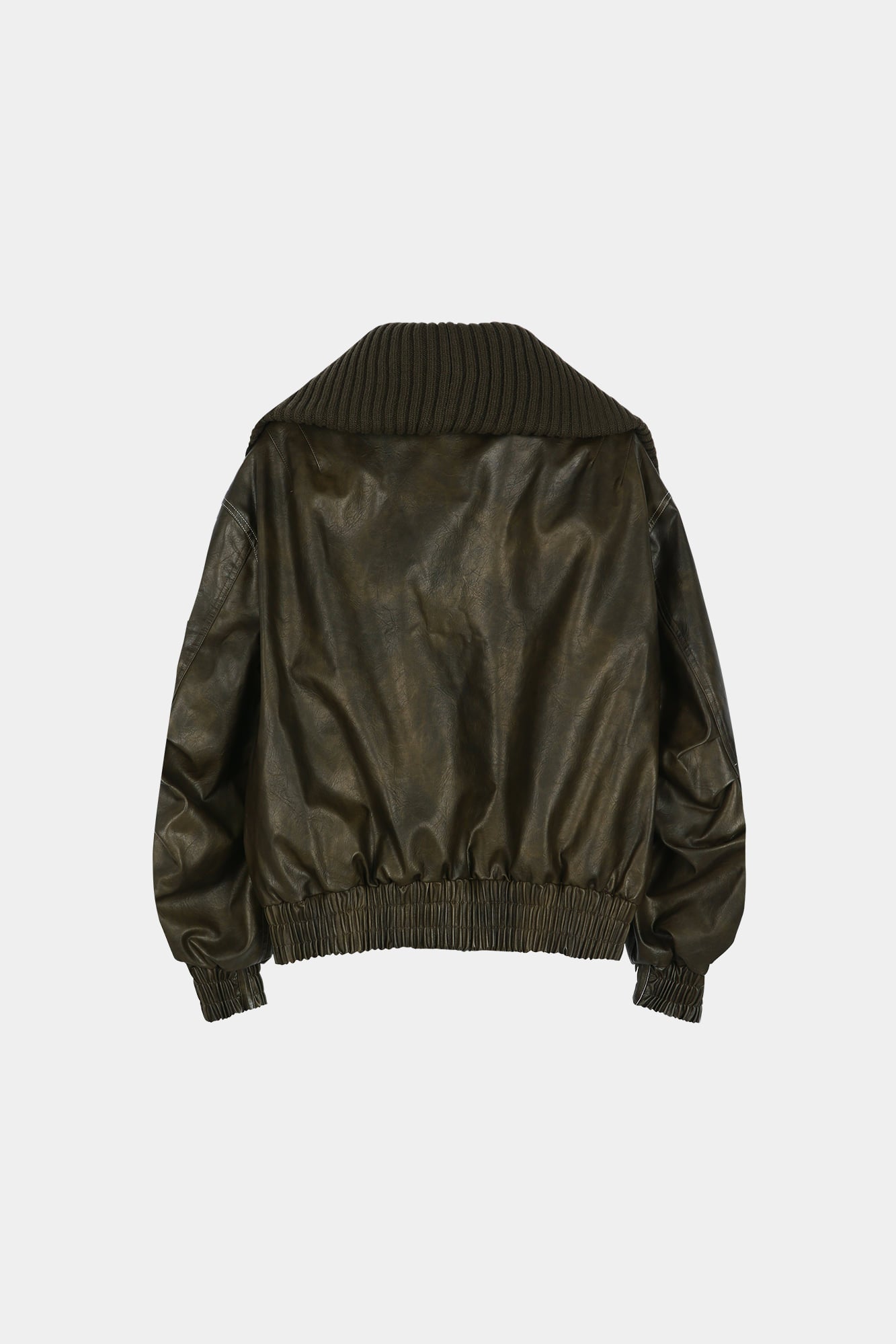 KNIT-COLLAR MA-1 BOMBER JACKET awa756w (KHAKI)