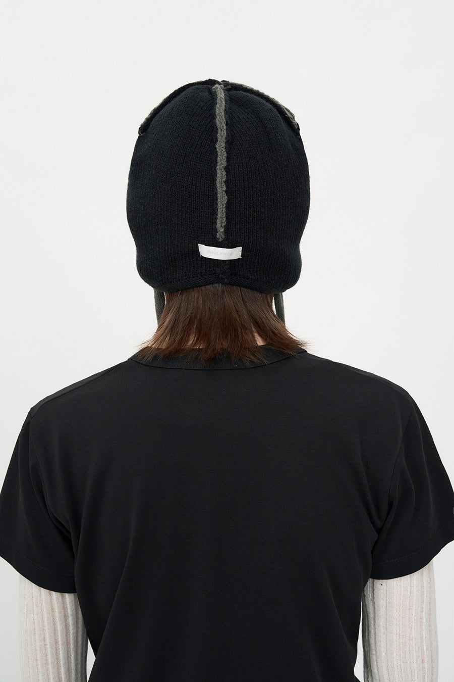 Layered Ear Cuff Beanie CHARCOAL
