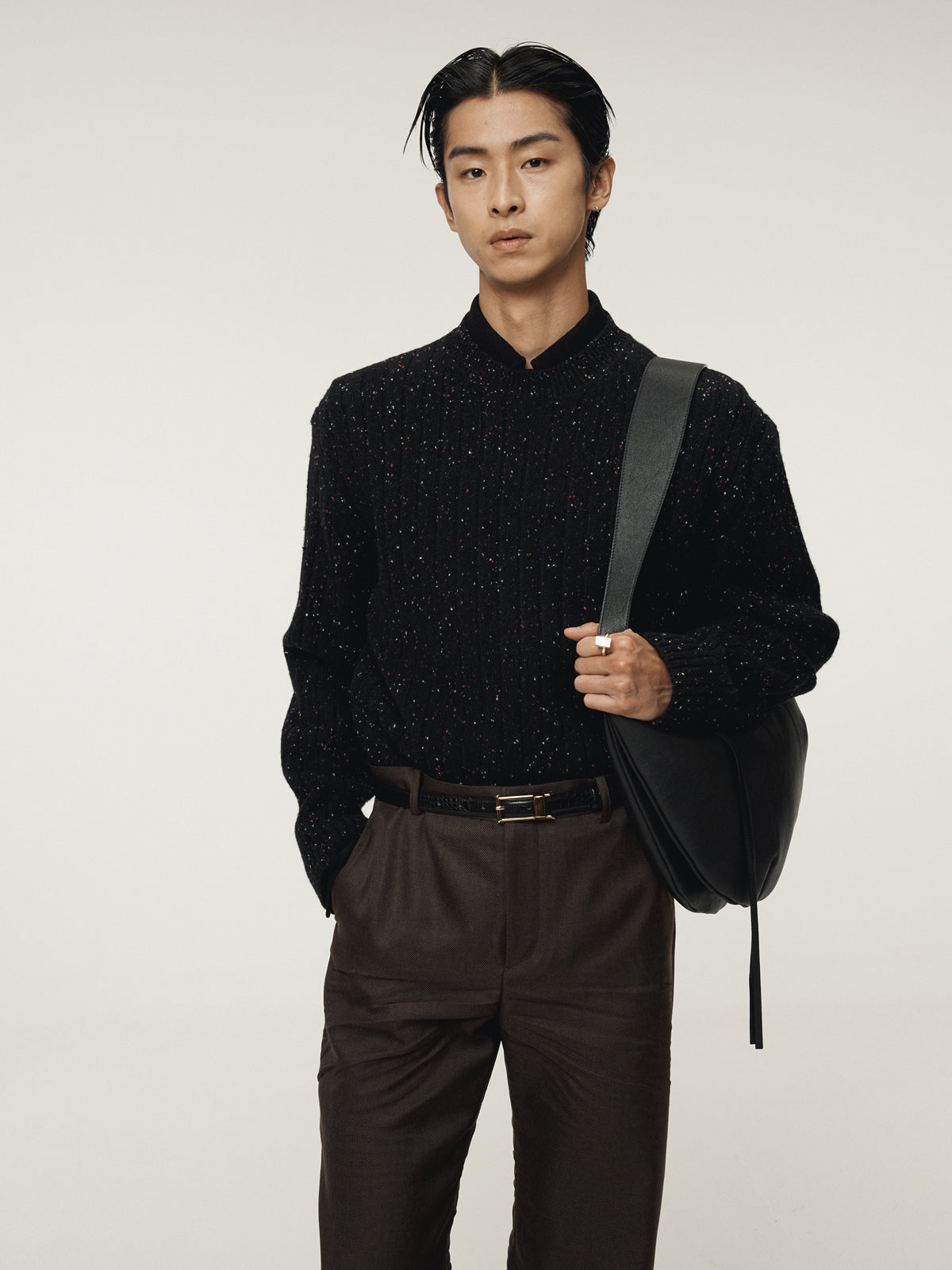 CANDY BOUCLE KNIT TOP (BLACK)