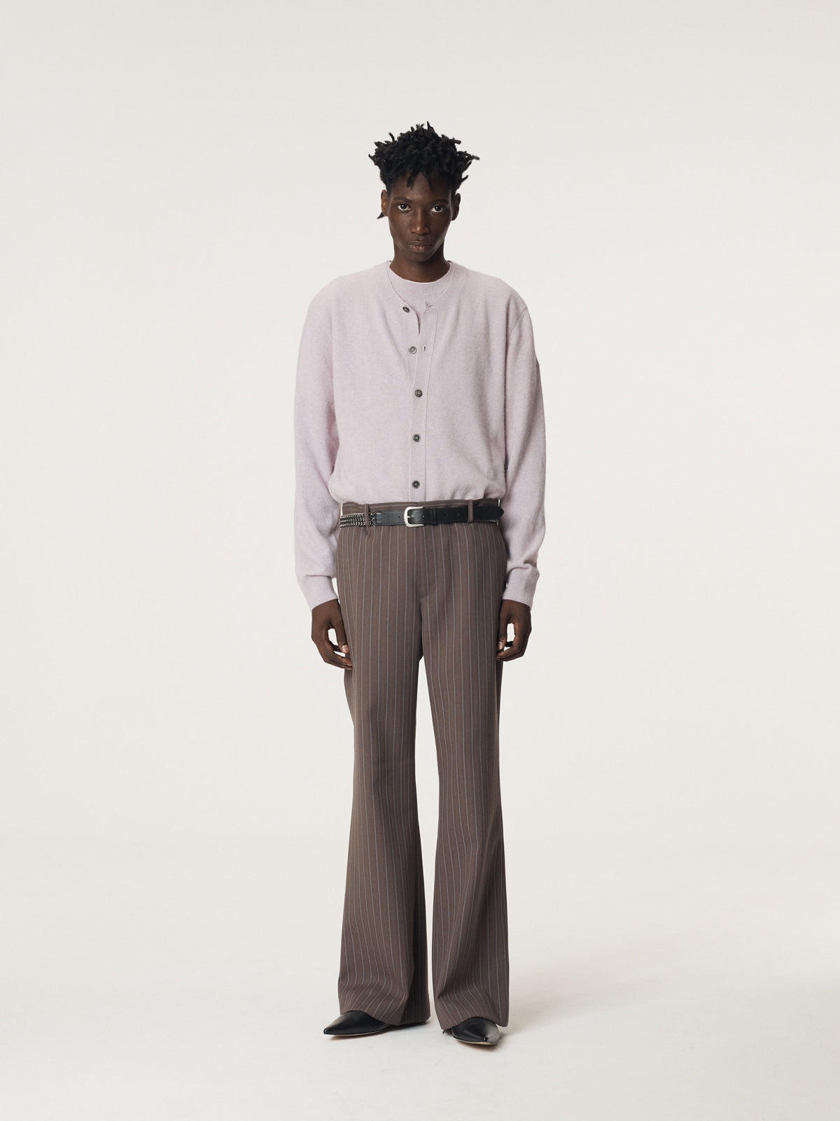 VINTAGE STRIPE FLARE PANTS (SEPIA GREY)