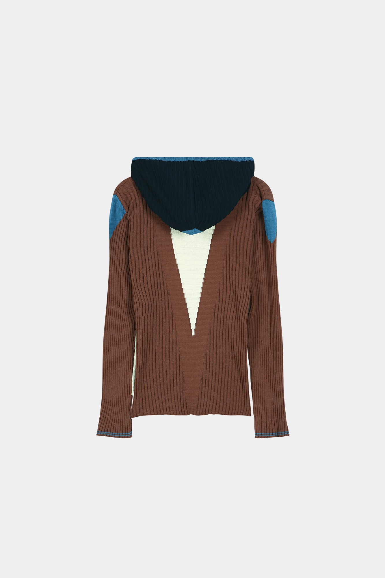 RISA COLOR-BLOCKED KNIT ZIP-UP HOODIE atb1494w(BROWN/LIME)