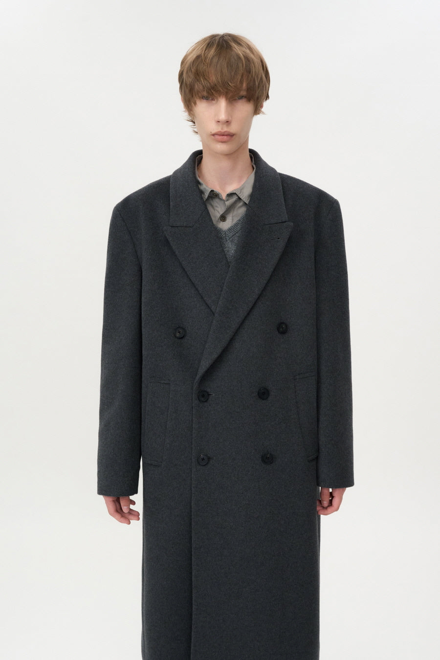 Maphel Cashmere Picked Double Coat MELANGE GREY