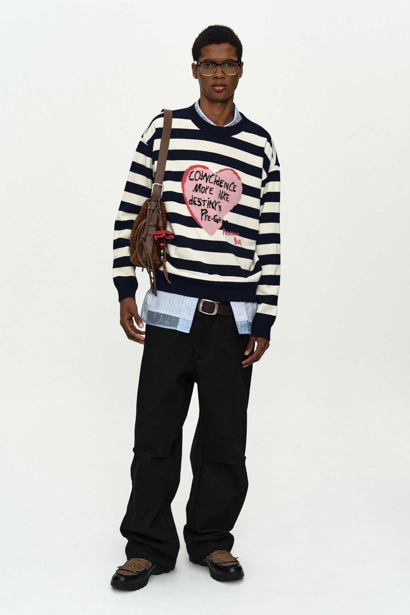 [Restock] BOY'S HEART MESSAGE CREW-NECK SWEATER atb1453m(NAVY/IVORY)