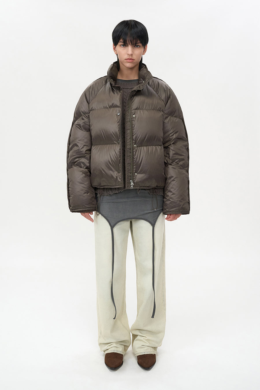 Glossy Goose Down Jacket BROWN