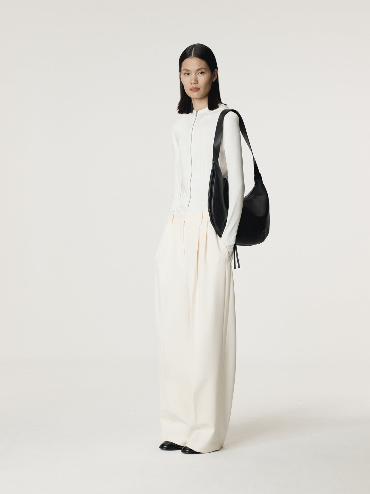 SHEER JERSEY FITTED ZIP HOODIE (IVORY)