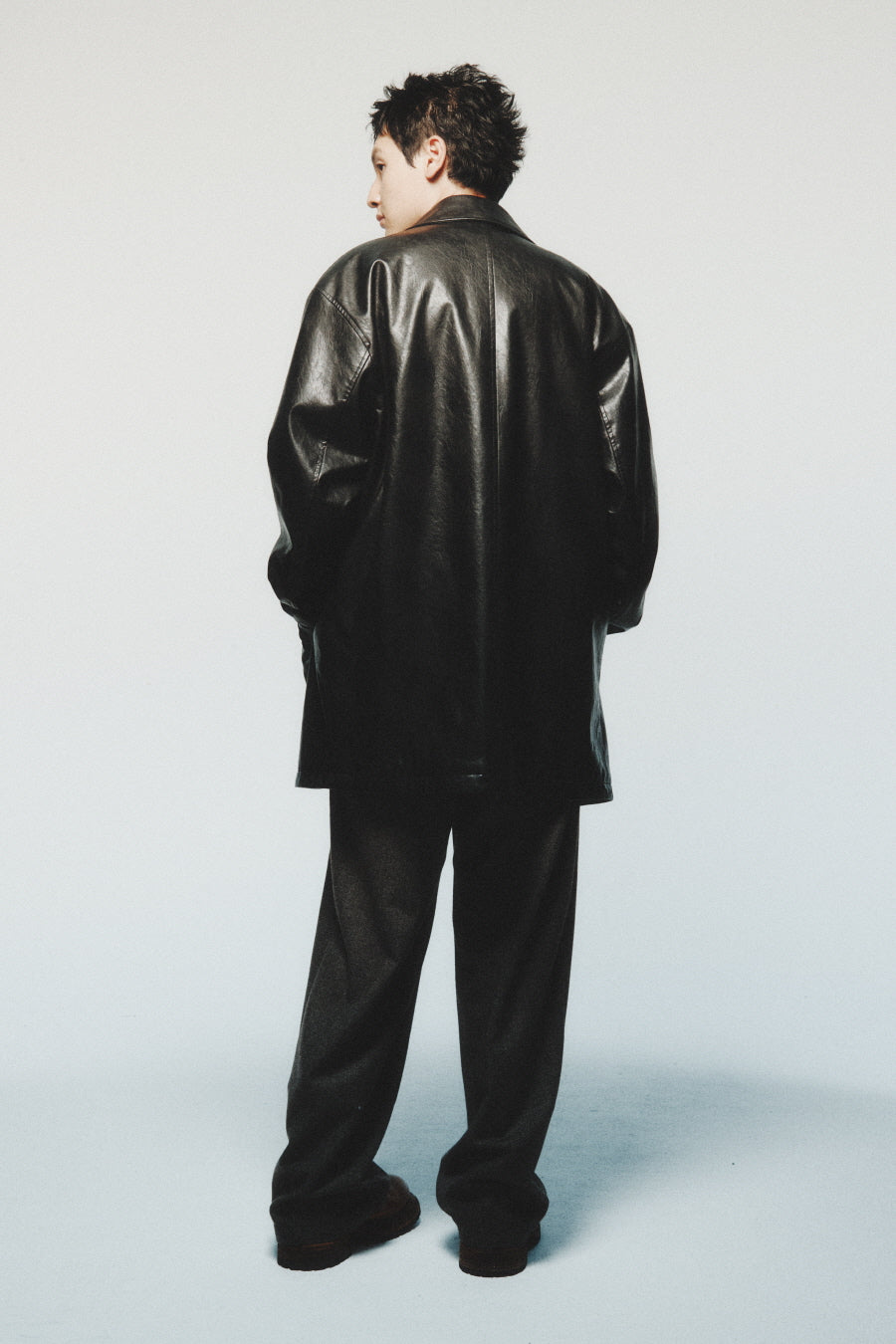 Powe Leather Car Coat BLACK