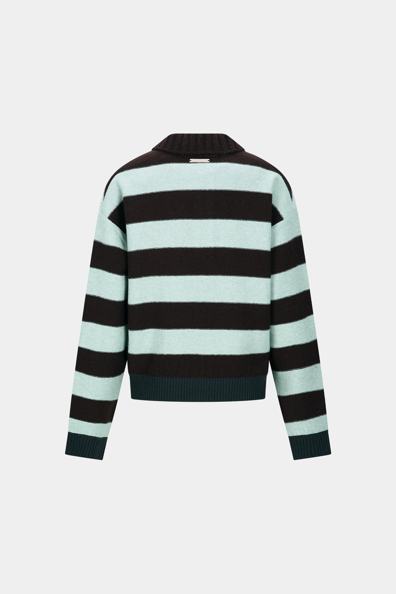 BOLD STRIPE COLLAR SWEATER atb1385w (BROWN/JADE)