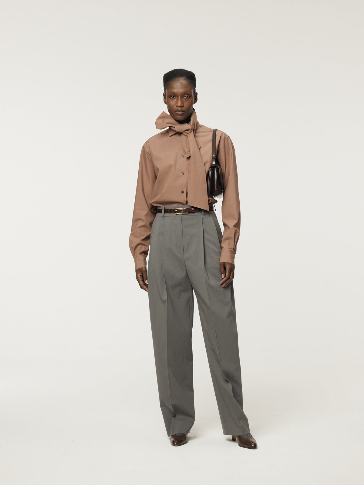 POWDERY COTTON SCARF SHIRT (RUST PINK)