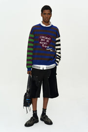 BOY'S HEART MESSAGE CREW-NECK SWEATER atb1453m (BLUE/GREEN)